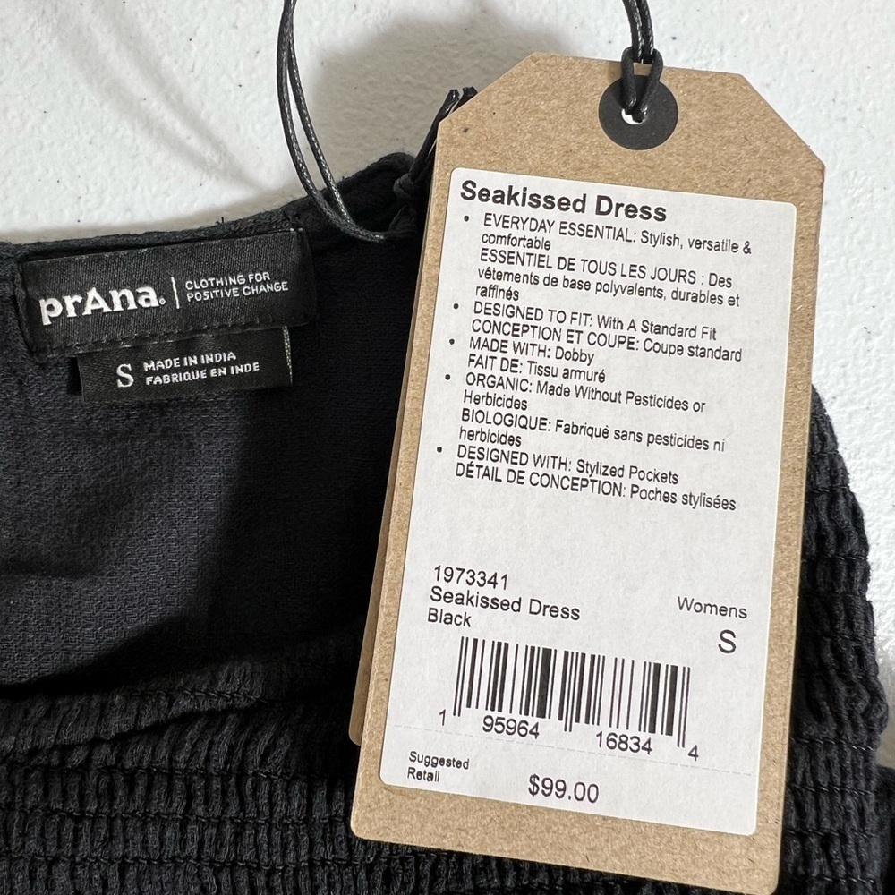 New prAna Seakissed organic cotton black Dress summer beach S - Picture 6 of 10